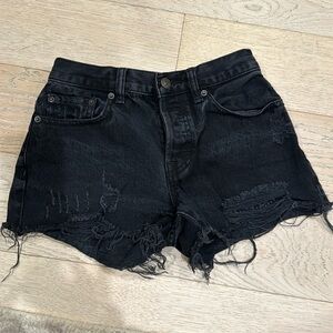 Black ripped denim jean shorts 25 Free People